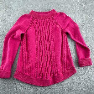 Talbots Womens Pink Cable Knit Cotton Sweater L 4585